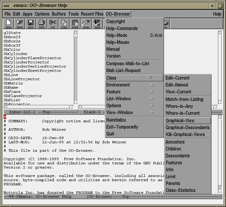 Screen shot of the
OO-Browser